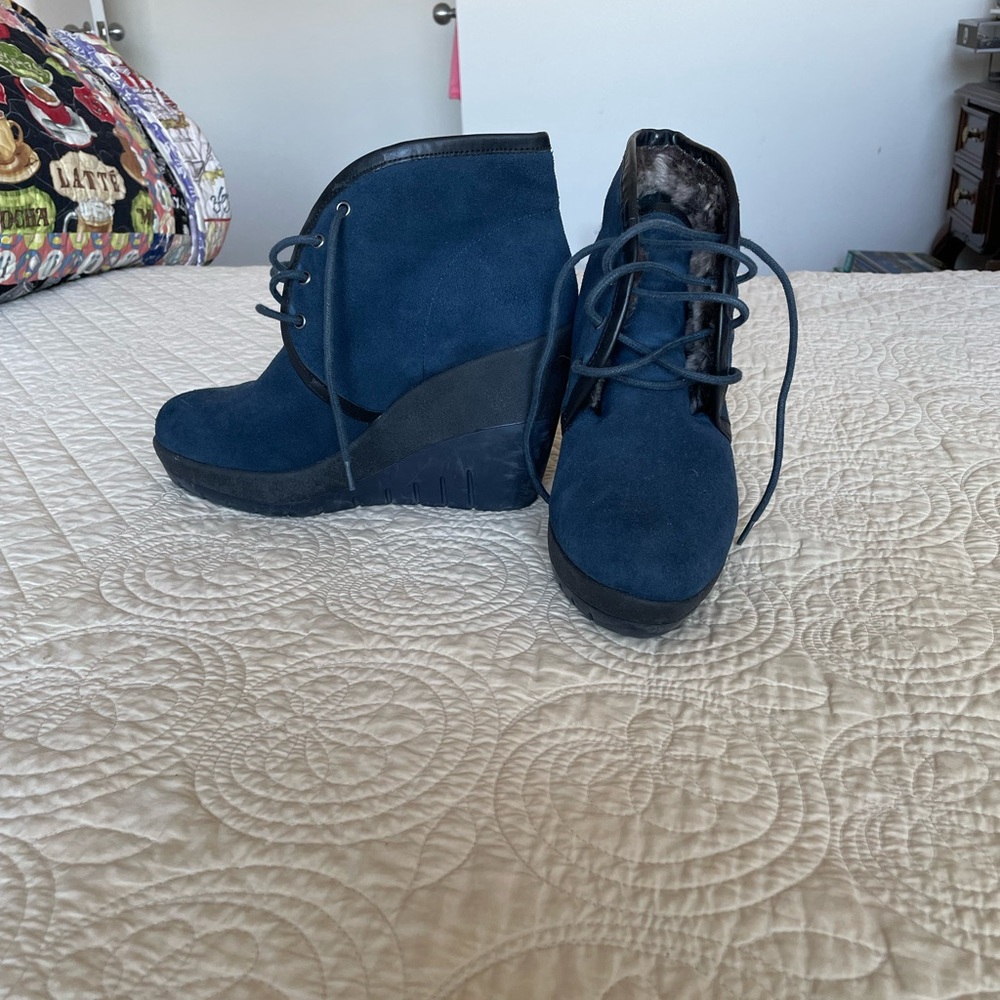 Navy United Nude Bootie Wedges